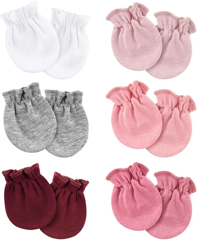 Newborn Baby Mittens No Scratch Cotton Elastic Wrist Gloves Infant Toddler Mittens for Baby Boy Girl 0-6 Months