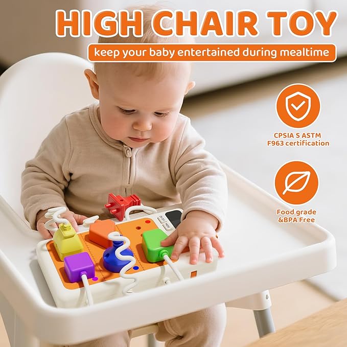 9 PCS Sensory Plug Outlet for Toddlers 2-3, Power Strip Montessori Toys for 18+ Months, Busy Board with Light & Sounds, Airplane Car Travel Toys Gift for Baby