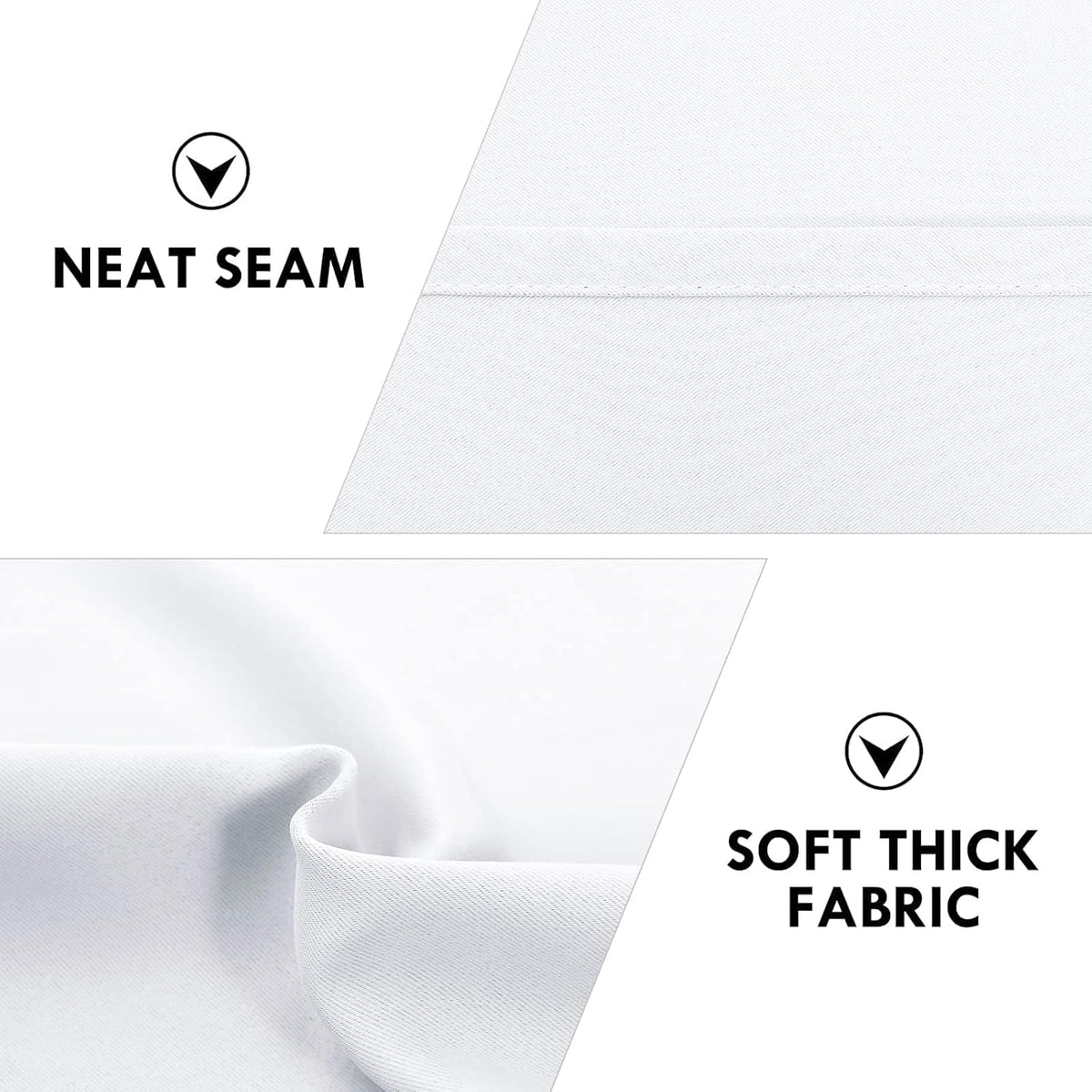 DWCN White Curtains for Living Room Thermal Insulated, Energy Saving & Noise Reducing Bedroom Curtains, White, W 70x L 63 Inch, Set of 2 Rod Pocket Curtain Panels