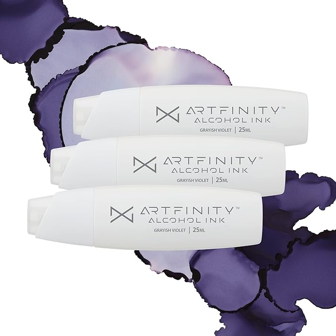Alcohol Inks 3 Pack - Vibrant, Professional, Dye-Based Alcohol Inks for Artfinity Alcohol Markers, Artists, Drawing, & More! - Greyish Violet BV7-6
