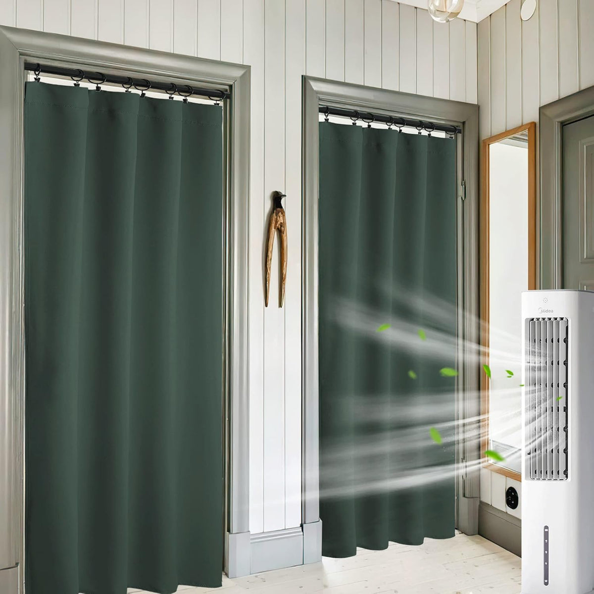 RYB HOME Room Darkening Curtains 84 inches Length 2 Panels Set, Privacy Assured Blackout Window Covers Thermal Insulated Rod Pocket Drapes for Living Room, 42 x 84 inch, Dark Green