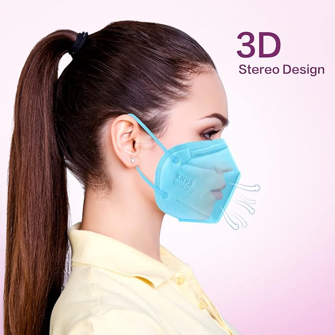 Miuphro KN95 Face Mask 50 Pack, Disposable Respirator Masks, 5 Layer Design Safety Mask for Protection, Ideal for Men and Women (Blue)