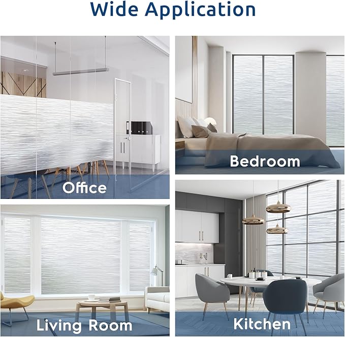rabbitgoo Window Privacy Film Frosted Glass Film Removable Vinyl Door Coverings UV Blocking Decorative Static Cling Non-Adhesive Window Clings Sticker for Home Decor, 17.5 x 78.7 Inches