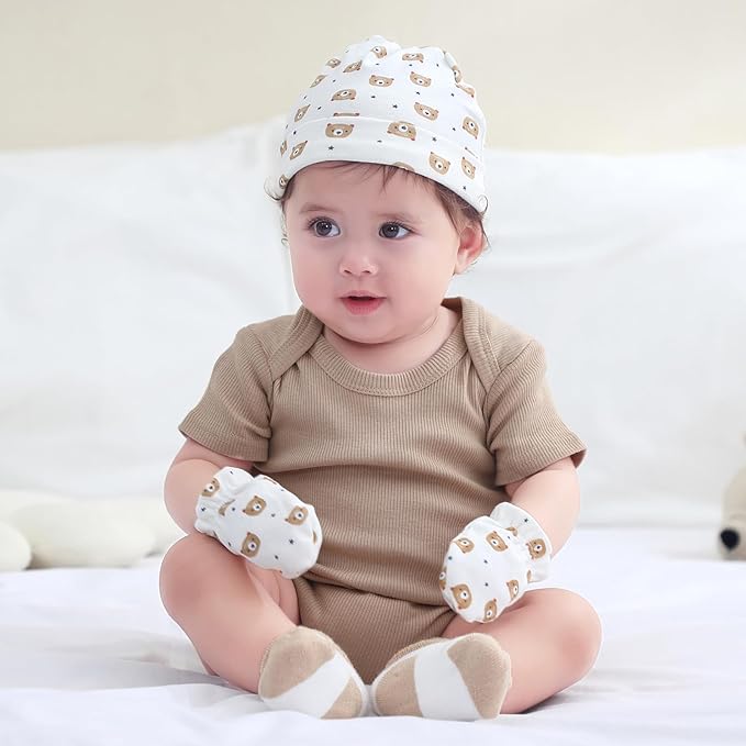 Baby Hats Mittens and Socks Set Cotton Newborn Hat Beanie Soft Infant Girls Boys Caps Gloves 0-6 month