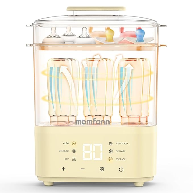 Bottle Sterilizer and Dryer, All-in-One Electric Steam Sterilizer Bottle Sanitizer for Baby Bottles, Pump Parts Accessories Newborn Essential Bottle Warmer for Breastmilk & Thaw (Yellow)