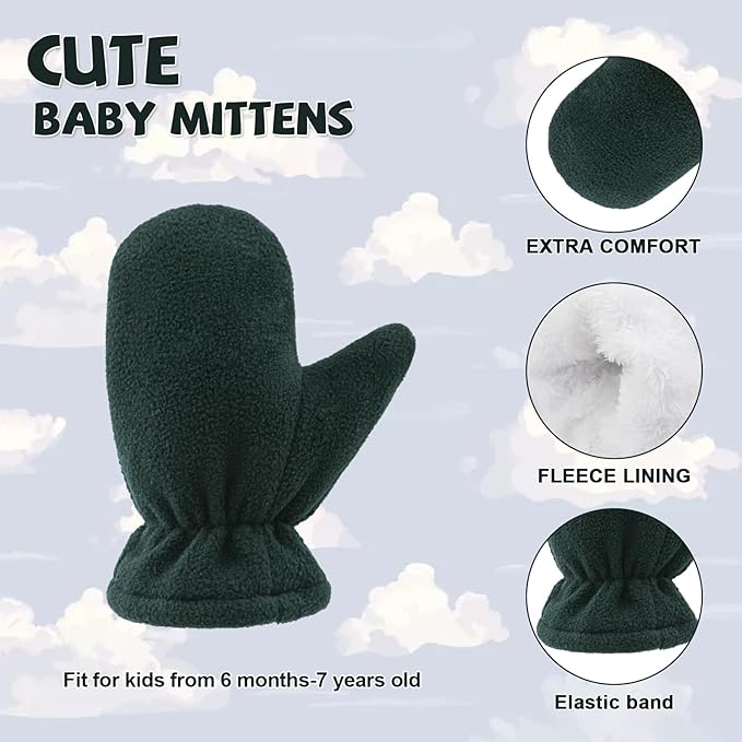 BAVST Baby Toddler Winter Mittens Girls Warm Fleece Lined Gloves Kids Sherpa Lined Mittens for Boys
