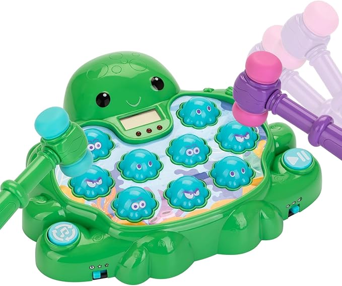 Interactive Whack a Mole Game Toys for Ages 2-4, Educational Learning Toddlers Toys for 2 3 4 5 6 Year Old Boys Girls, Green, Digital Display, Silent Mode, Multiple Difficulty Levels