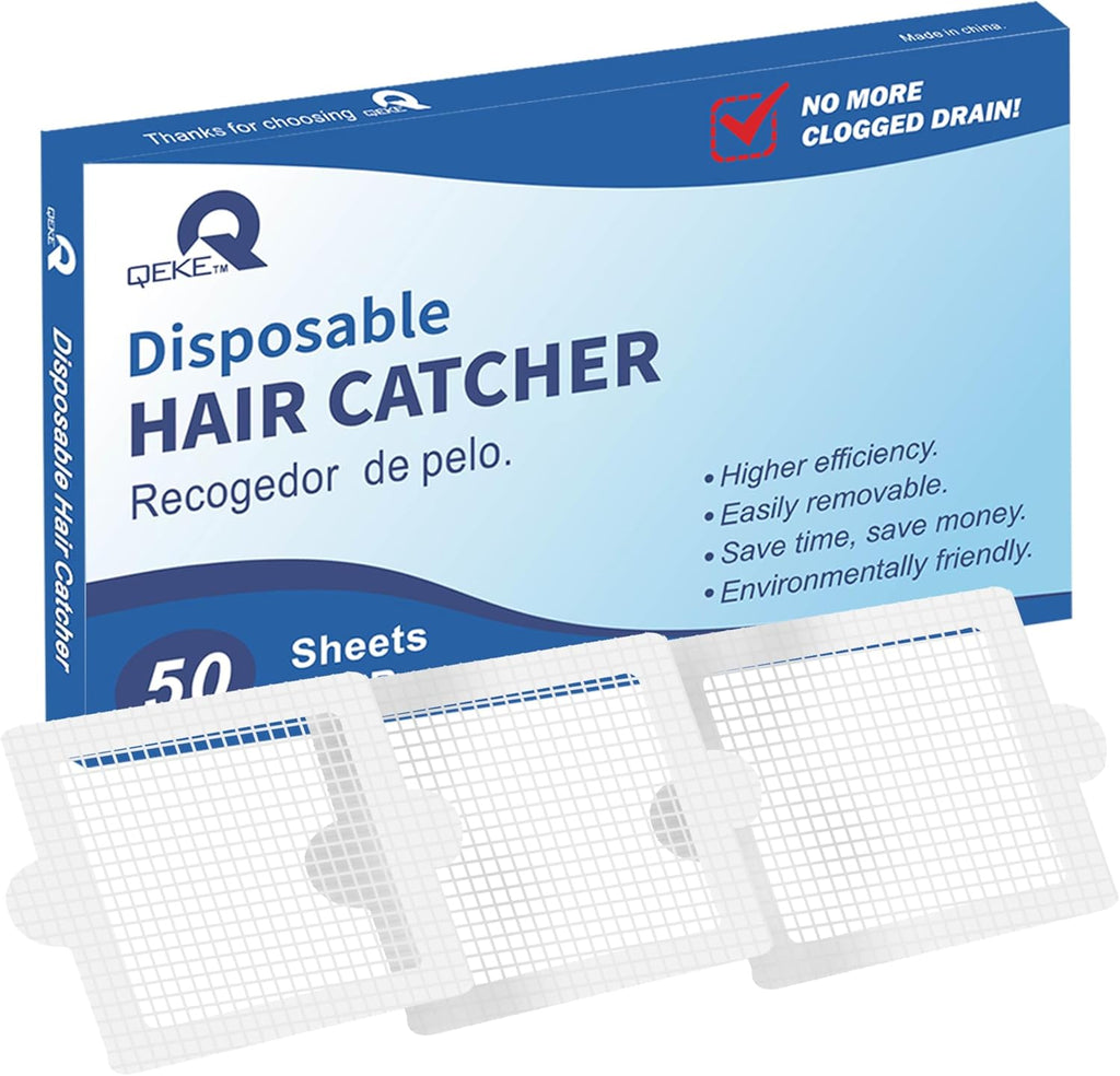 Disposable Hair Catcher Shower Drain Mesh Stickers, Hair Catchers for Shower, 50 Pack, 4.1 Inch - Square