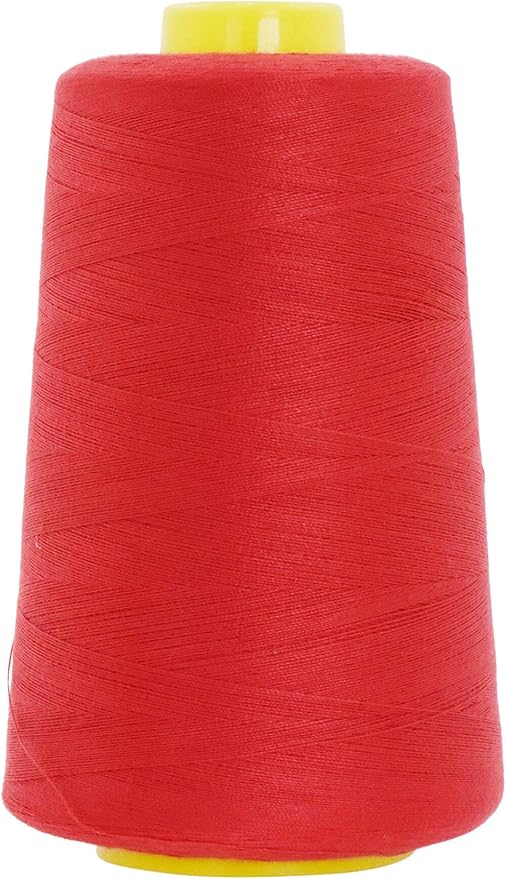 Mandala Crafts 4 Pack of Serger Threads Cones Spools - 20S/2 24000 Yards Polyester Red Threads for Sergers Machine and Overlock Quilting Sewing Machine