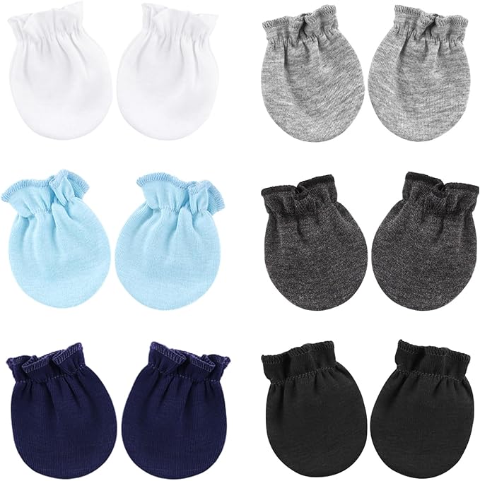 BQUBO Newborn Infant Toddler Mittens No Scratch Cotton Elastic Wrist Gloves Hypoallergenic for 0-6 Months Baby Boys Girls