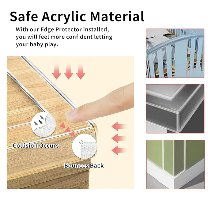 1.57 in x 9.84 FT,Corner Protector Baby,Clear Edge Protector Strip,Sharp Edge Wrap Cover Tape,Self Adhesive Protective Bumper Guards for Cabinet Door,Desk,Glass Table,Bed Furniture and Wall