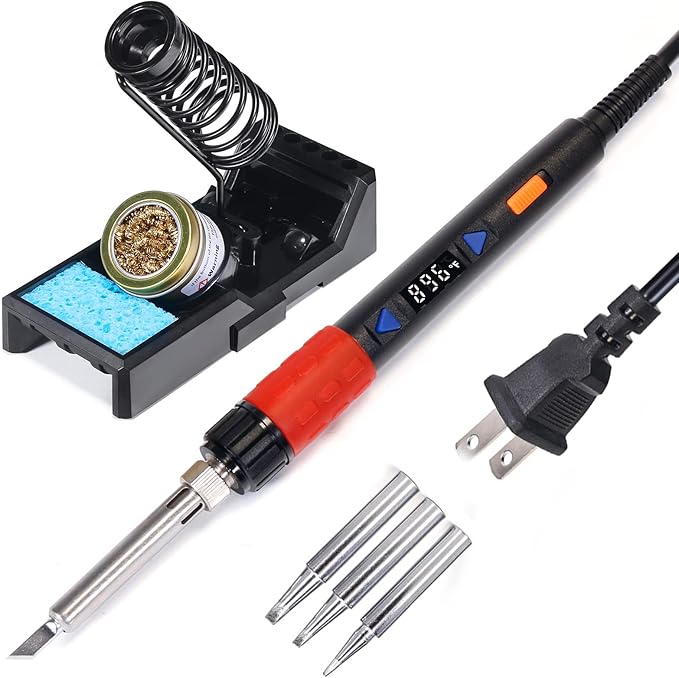 YIHUA 928D-III Soldering Iron,110W High Power, Fully Digital Display °F /°C- Temperature Control Soldering Tool, Accurate 194~896°F, with ON/OFF Switch, Iron Tip, Brass Wool, Automatic Sleep Mode