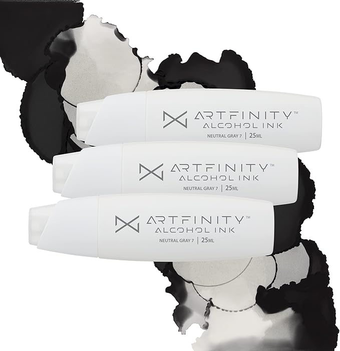 Alcohol Inks 3 Pack - Vibrant, Professional, Dye-Based Alcohol Inks for Artfinity Alcohol Markers, Artists, Drawing, & More! - Neutral Grey 7 NG7