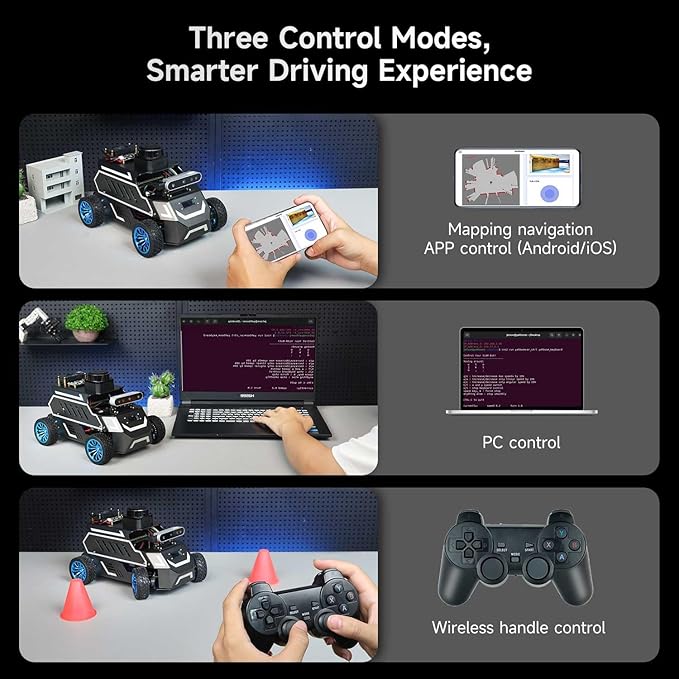 Yahboom Raspberry Pi 5 8GB for AI Robot Car,Supports RVIZ Simulation ROS2,TOF Lidar,SLAM Mapping Navigation, Tracking and Obstacle Avoidance (Ultimate Ver with Pi5-8GB)