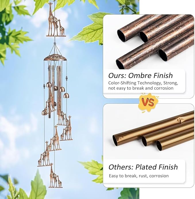 Giraffe Wind Chimes for Outside,Gardening Gifts for Giraffe Lover，Women，Men，Mom，Birthday Party Decorations,Memorial Gifts,Wind Chimes Outdoors，Indoors,Room,Home,Wall,Garden,Patio,Yard Decor