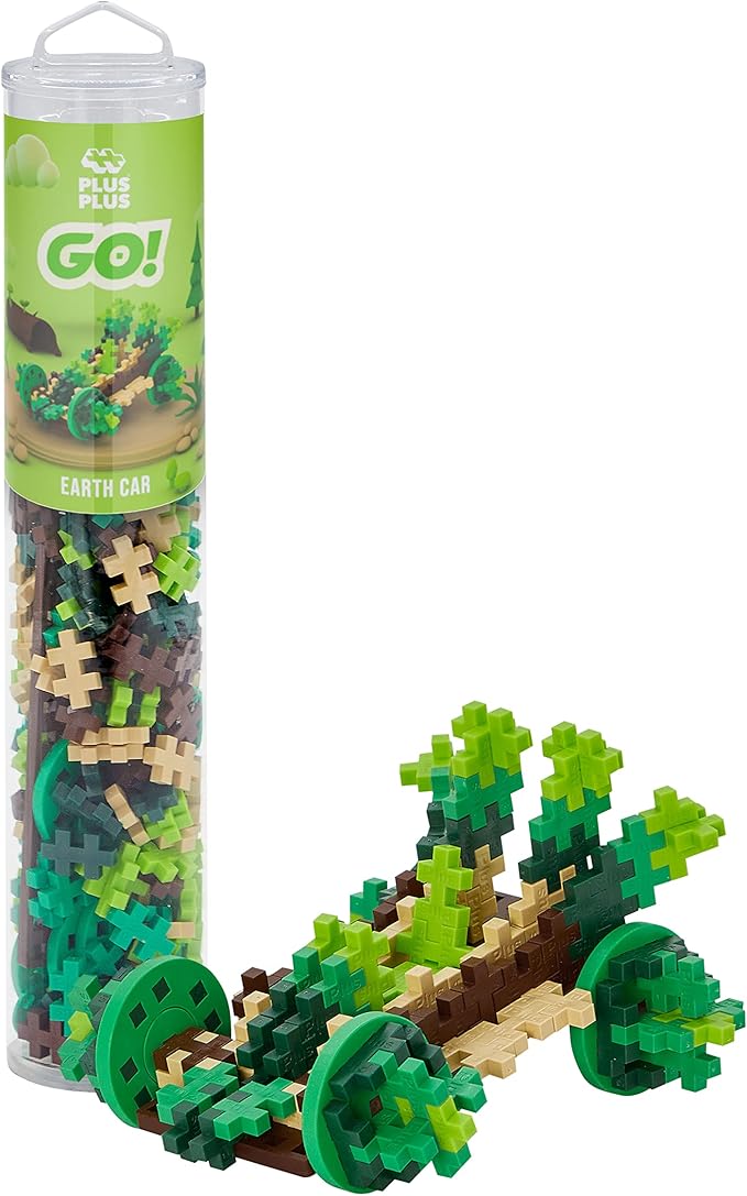 PLUS PLUS Color Cars Tube, Car Building Block Kit, 3D Puzzle Stem Toy Set for Kids, 200 Mini Interlocking Pieces - Earth