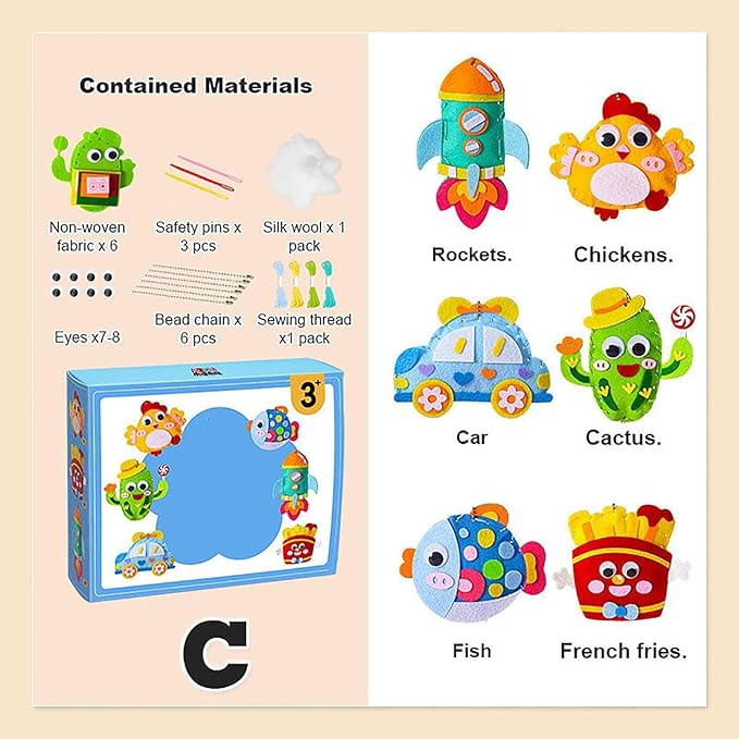 DIY Doll Sewing Toys, Whateveri DIY Doll Sewing Toys, Sewing Kit for Kids, My First Sewing Kit, Weaving Loom for Kids, Sew Fun Animals Kit, Handmade Kids Sewing Crafts DIY Kits Kids 8-12 (A+B Set)