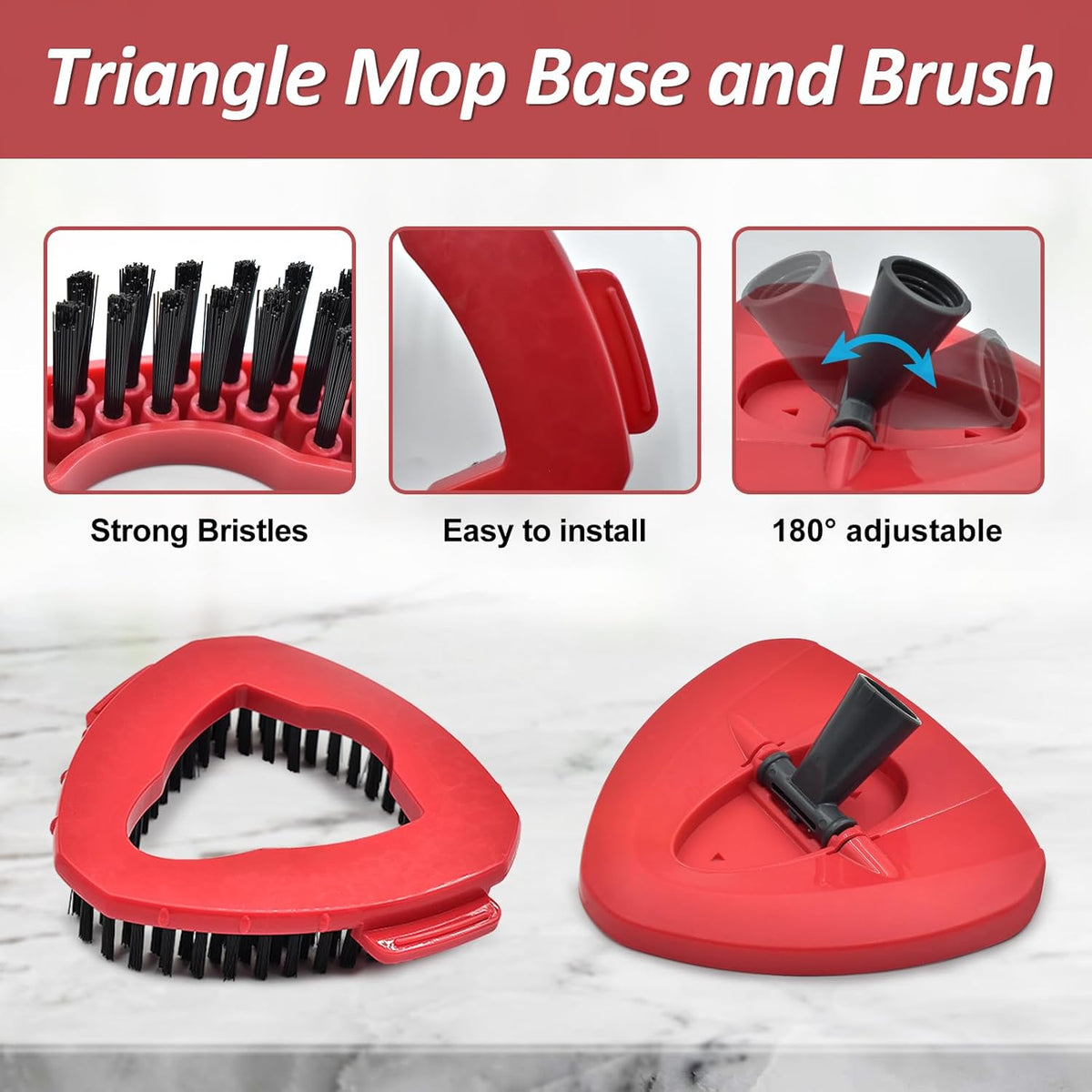 Mop Heads Replacements,Scrubber Head,Base and Pedal Bearing Replacement Combo Set for O-Cedar EasyWring 1-Tank System,Microfiber Mop Replace Head and Scrub Brush for Multi Surface Floor