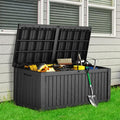 180 Gallon Waterproof Deck Box, Lockable Resin Storage Box for Patio Furniture Cushions Garden Tools and Outdoor Delivery Storage, Black