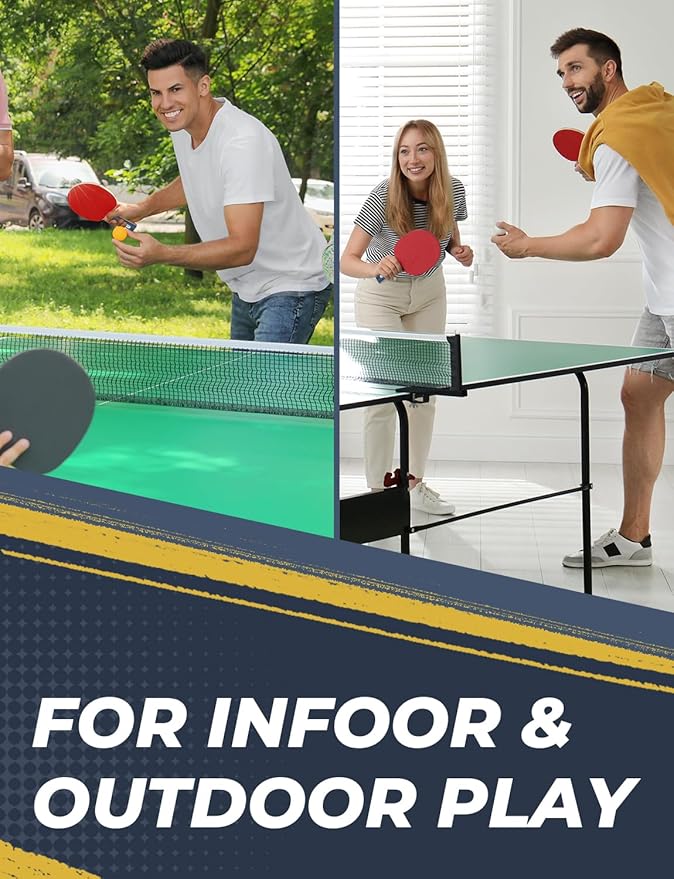 Glymnis Ping Pong Paddles Set Table Tennis Rackets with Balls, Storage Case for Indoor Outdoor Table Tennis Paddle Game Accessories
