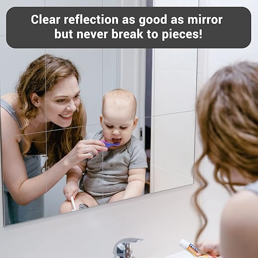 Enoin 1Pack 12 x 12 Inch Silver Mirror Acrylic/Plexiglass Sheet 0.118'' 1/8'' Thick, Non Glass Safety Reflective Mirror Sheet Laser Board Panel for Home and Commercial Use, DIY Craft, Wall Decor