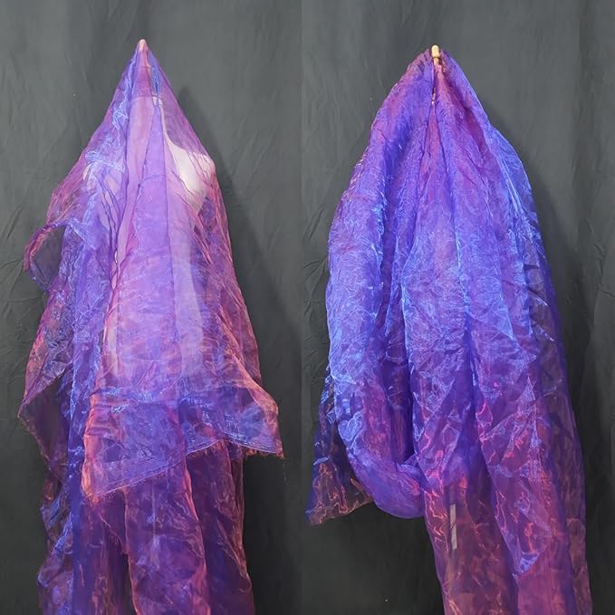 Two-Tone Iridescent Holographic Organza Fabric - 11 Yards by The Yard | Lightweight Sheer Tulle | for Wedding Dresses, Party Decor, DIY Crafts, Shiny Backdrops(Royal Blue with red)