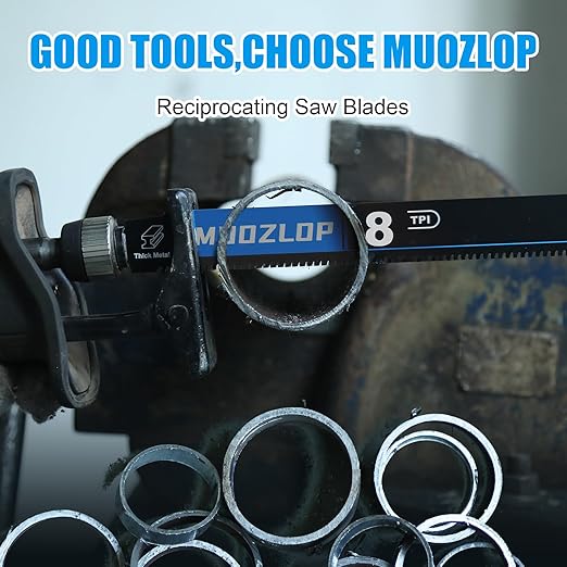 3 Pack 12 inch Reciprocating Saw Blades Set， 8 TPI High Carbon Saw Blades for Metal ，Saw Blades with Organizer Case (3, 8T/12inch)