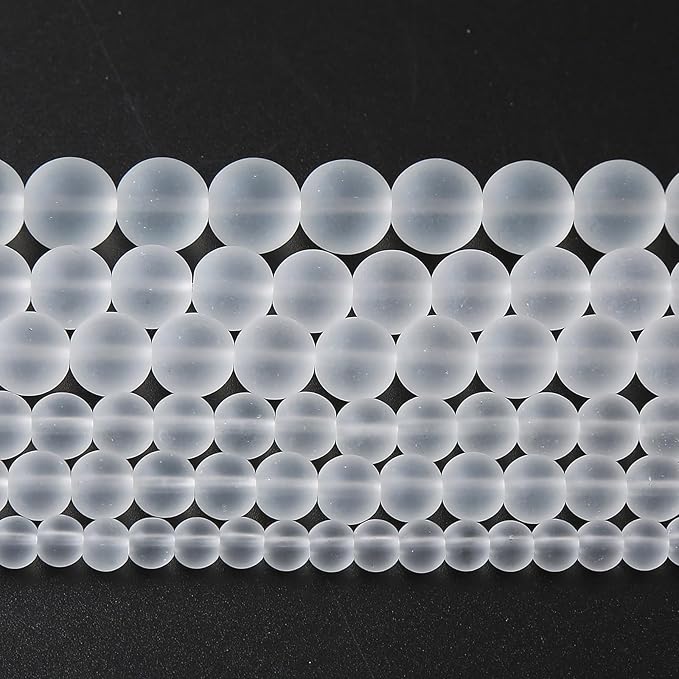 60pcs 6mm Frost White Crystal Glass Beads for Jewelry Making Round Loose Beads DIY Bracelets Necklaces Crystal Energy Healing Stone Beads 15" (6mm, Frost White Glass)