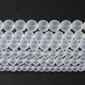 60pcs 6mm Frost White Crystal Glass Beads for Jewelry Making Round Loose Beads DIY Bracelets Necklaces Crystal Energy Healing Stone Beads 15" (6mm, Frost White Glass)