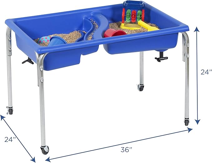 Children's Factory Neptune 24" Large Sensory Table, Sandbox with Lid, Water Table for Kids Blue