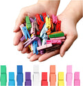 Clothespins, Small Clothes Pins for Photos, 1.4'' 100 PCS Natural Birchwood Mini Clothes Pins, Strong Springs Colorful Clothespins with Storage Bag, Mini Clothespins for Photos, Crafts, Pictures, Art