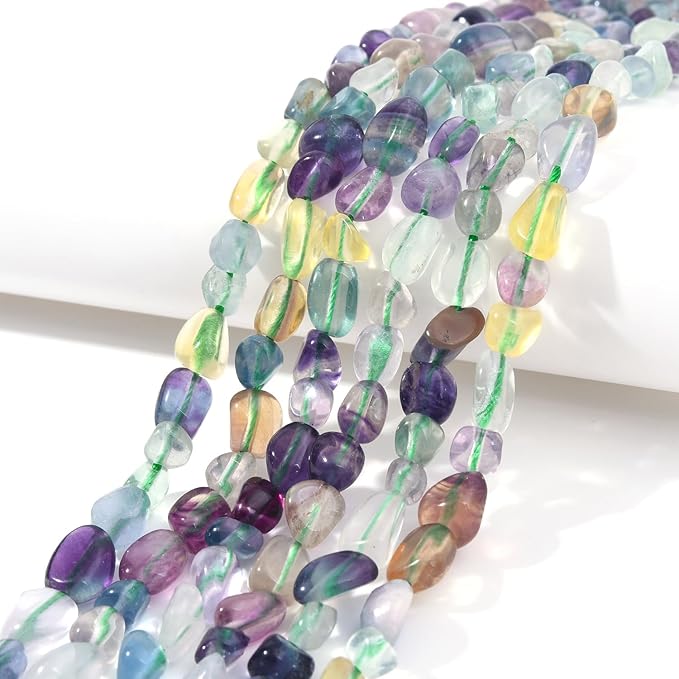 Mutilcolor Fluorite Pebble Nugget Oval Free Tumbled Stone 6-8mm Natural Gemstone Loose Beads Approx 15.5 inch for DIY Jewelry Making