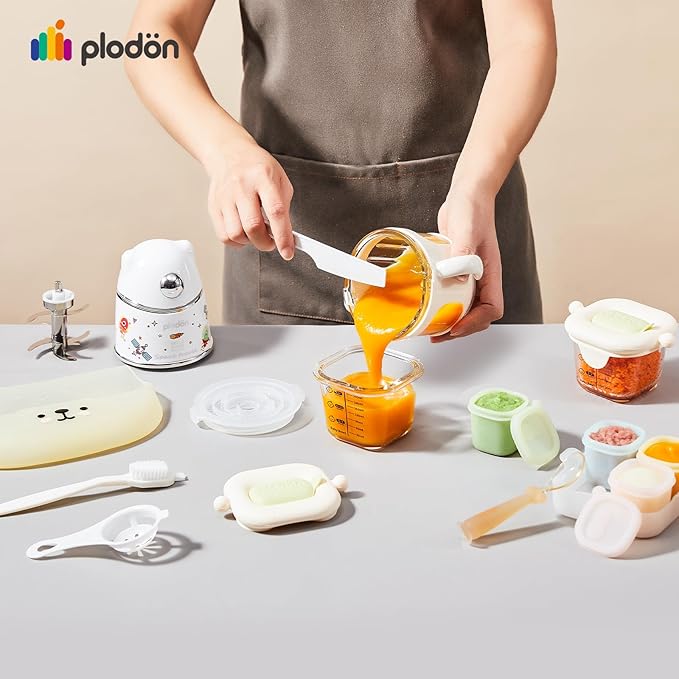 Baby Food Maker - Food Puree Processor, Fruits, Vegetables, Meats and Potatoes Mini Food Blender, Suitable for Avocados, Grapes and Strawberries Space Silver, 10 oz Gift Package