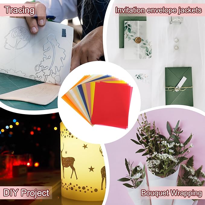 PATIKIL 60 Sheets Vellum Paper 8.5x11inches, Printable Translucent Paper 100GSM Colored for Invitations Laser Inkjet Printing Card Making Crafting Wedding Tracing, Pink/White
