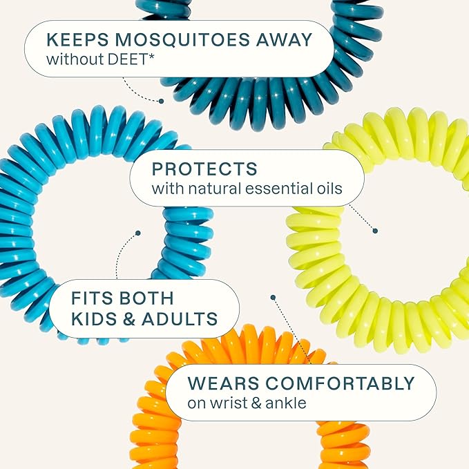 Cliganic 25 Pack Mosquito Repellent Bracelets for Adults & Kids - Natural DEET-Free Bands, Individually Wrapped