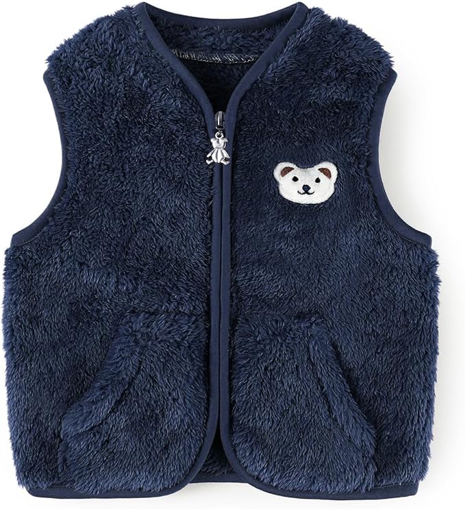 Baby Boys Girls Fleece Vest Zip Up Cute Bear Jackets Fuzzy Fall Winter Warm Clothes Newborn Outwear for Toddler Infant
