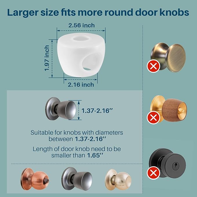 Inaya Kids Safety Door Knob Cover (4 Pack) - Prevent Children from Opening Doors, Fit Most Round Knobs - Door Knob Safety Cover for Kids, Child Proof Door Lock, Child Proof Door Locks - Translucent