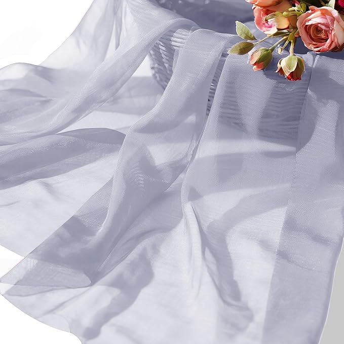 Organza Fabric by The Yard, 60 Inch Wide 3 Yards (9 ft) Long Sheer Fabric for DIY Sewing Projects Wedding Decorations Party Backdrops Curtains (Gray)