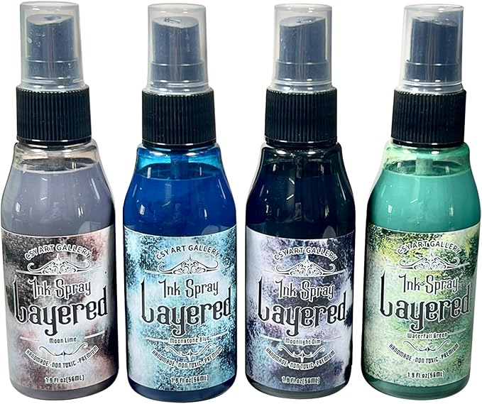 CSY Art Gallery Layered Ink Oxide Spray Set Junk Journal Art Craft Inks Villianous Potion, Scrapbooking, Card Making, Mixed Media Water Reactive Paper Dye and Pigment (8 Colors Set)