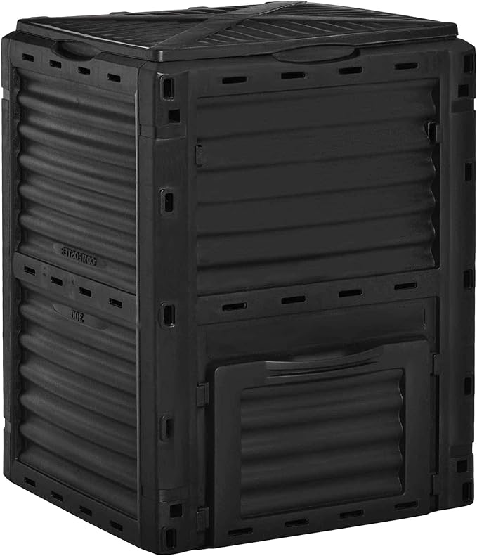 Compost Bin Outdoor 80 Gallon Garden Composter, with 48 Vents and Sliding Doors, Lightweight Outdoor Compost Box for Garden, Kitchen, and Yard Waste, Black