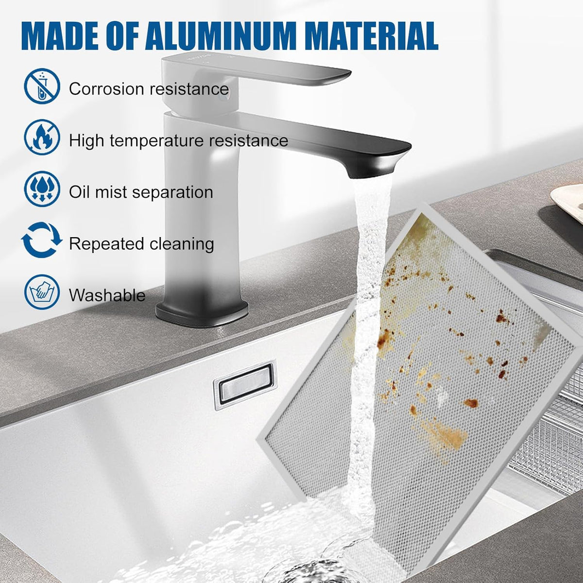 Allure Range Hood Filter Replacement 14.2" x 11.8" BPS1FA30 With 5-Layer Aluminum Mesh Fit for Broan. Nutone vent filter for Kitchen Overhead Exhaust Fan Blocks Grease & Filters Oven Air (2PIC)ENKTIK