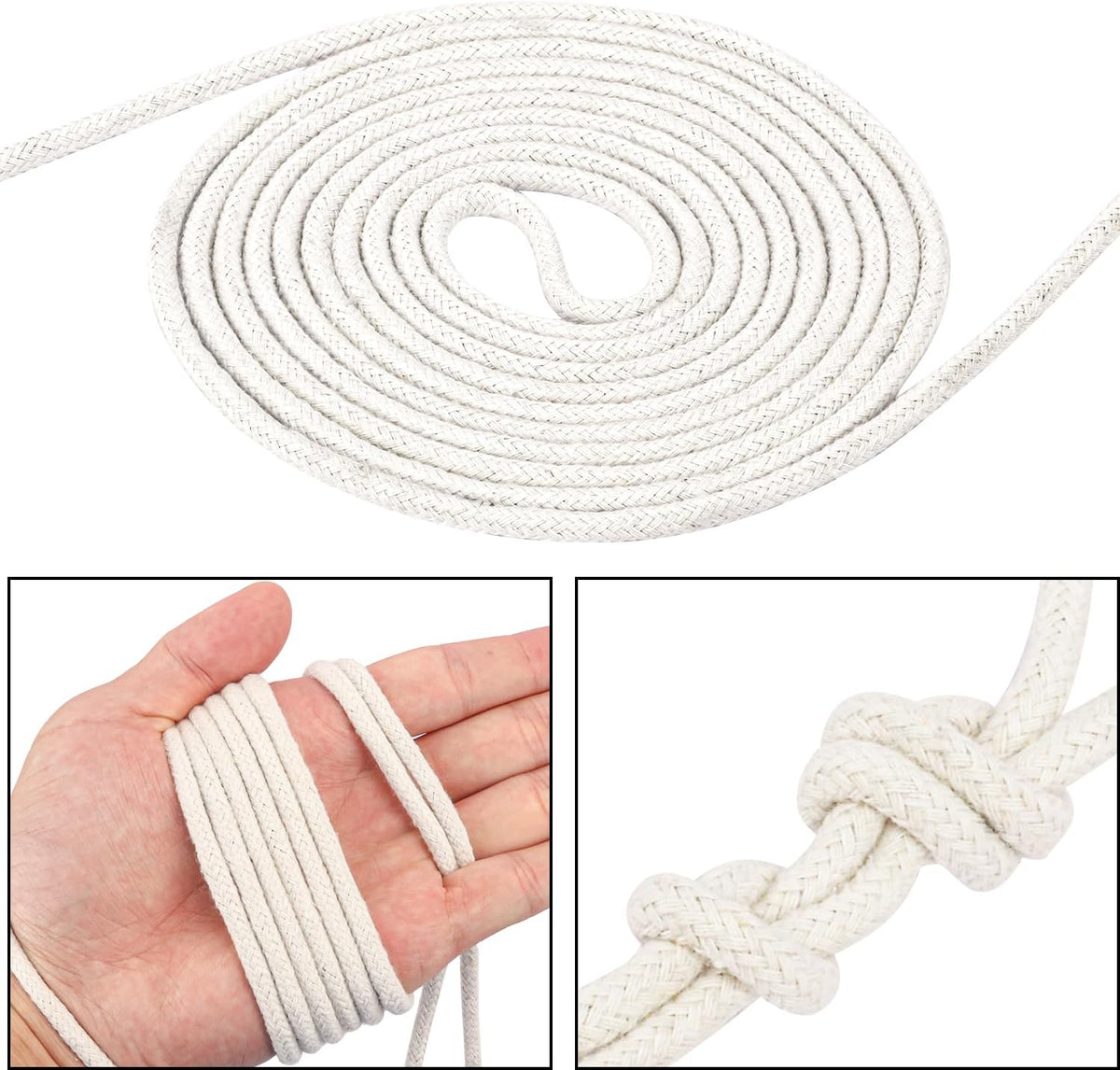 328 Feet Cotton Clothes line Rope-Premium Diameter 7/32 Inch Cotton Rope for Heavy Duty Outdoor Use- Perfect for Laundry Line Dryer, Camping Travel & Home Use DIY Rope