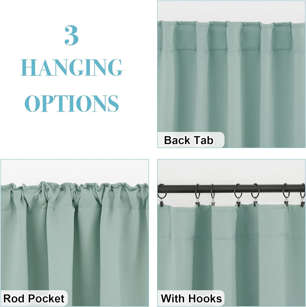 RYB HOME Small Window Curtains Blackout, Privacy Thermal Insulating Drapes for Bedroom Bathroom Basement Cafe Classroom Window Decor, W 34 x L 45 inches, Aqua, 2 Panels