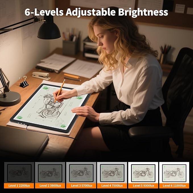 Elice Magnetic A4 Light Board with Bag for Diamond Painting, Tracing LED Light Box with Side Buttons, Super Bright Diamond Art Light Pad, Light Table for Drawing, Sketching, Weeding Vinyl - Black
