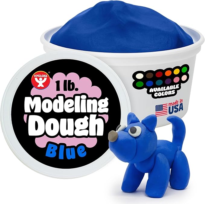 Hygloss Play Modeling Dough for Kids – Safe & Non-Toxic Sensory Dough for Arts and Crafts – 1 lb Tub – Play Clay for Toddler Activities, Preschool Classroom Must-Haves – Blue Color, Unscented