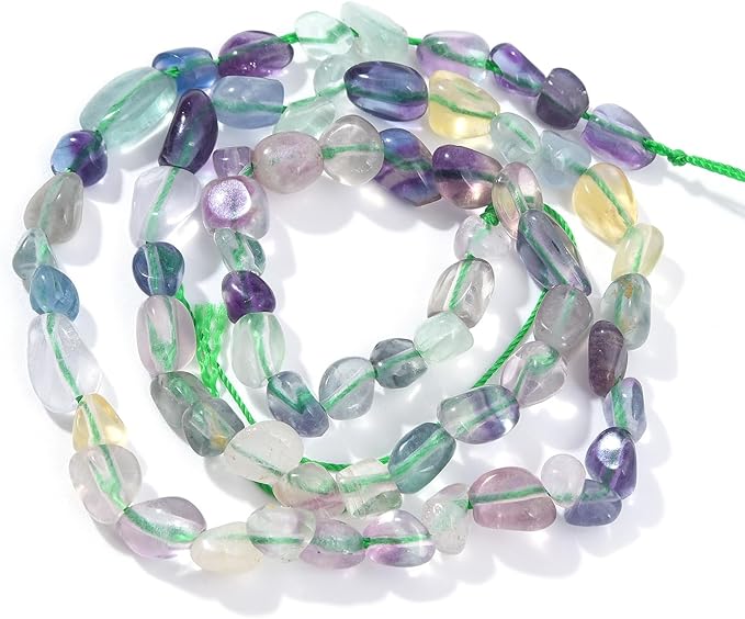 Mutilcolor Fluorite Pebble Nugget Oval Free Tumbled Stone 6-8mm Natural Gemstone Loose Beads Approx 15.5 inch for DIY Jewelry Making