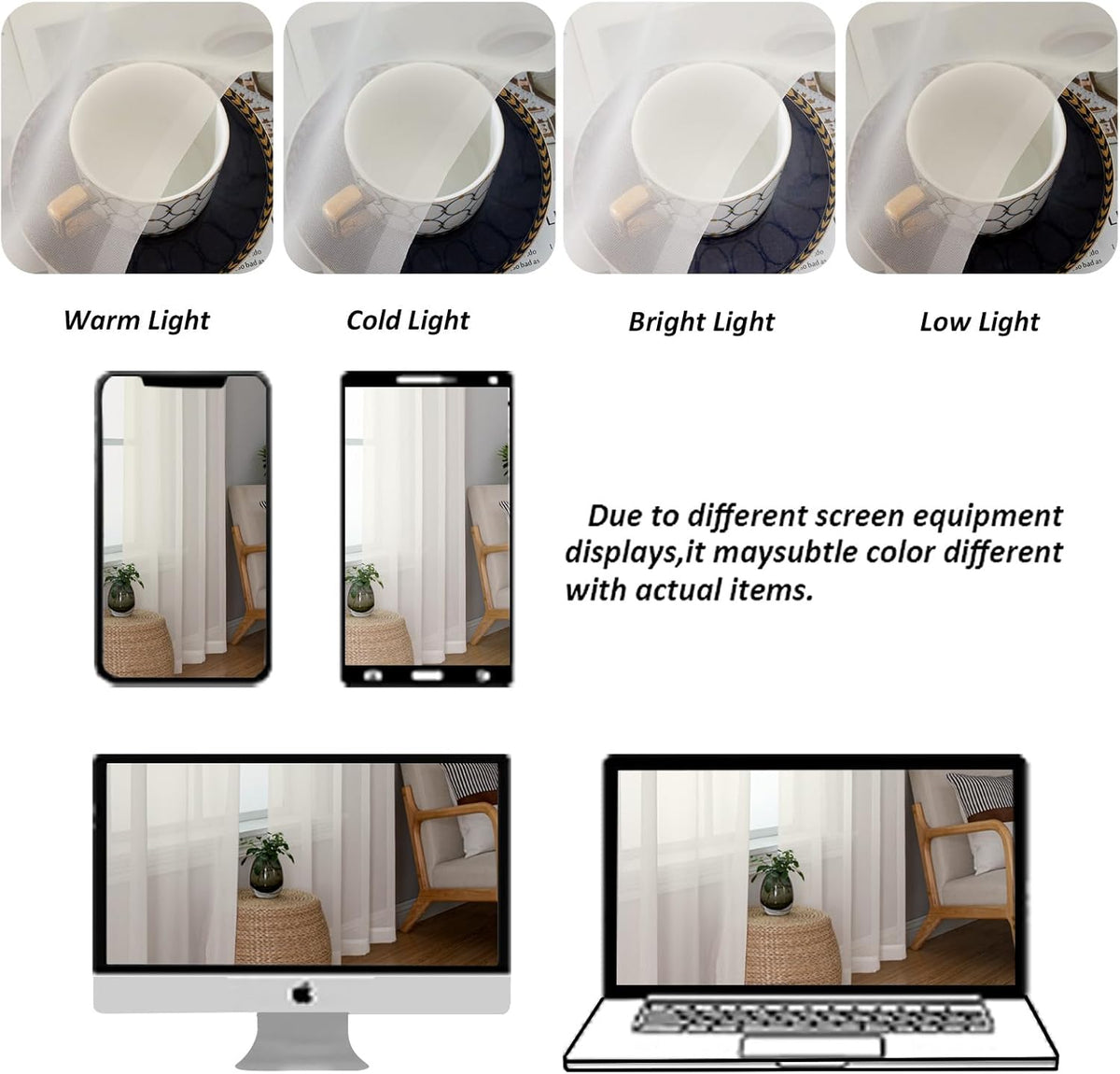 Chyhomenyc Sheer Ivory Valances for Windows 2 Pack, Small Window Curtains for Living Room Bathroom Cafe Laundry Basement, Modern Top Dual Rod Pocket Voile Curtain, 42W x 18L inches, Ivory