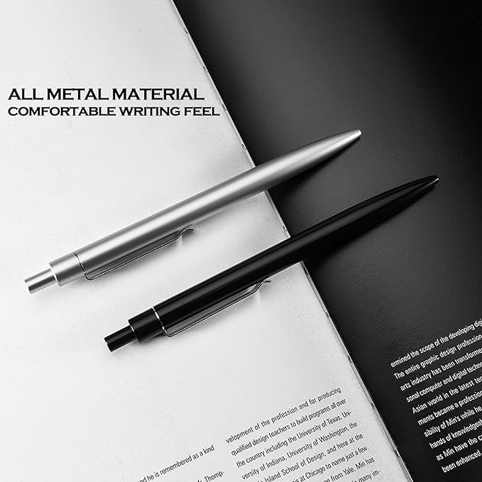DUNBONG Blue Metal Gel Pen, Gel Ink Ballpoint Pen, Black Ink, 0.5mm Retractable Ink Pen (Blue)
