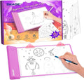 IMAGE Light Up Tracing Pad Pink Drawing Tablet Coloring Board for Kids Children to for Girls Boy (Includes 10 Traceable Sheets and Two Clips)