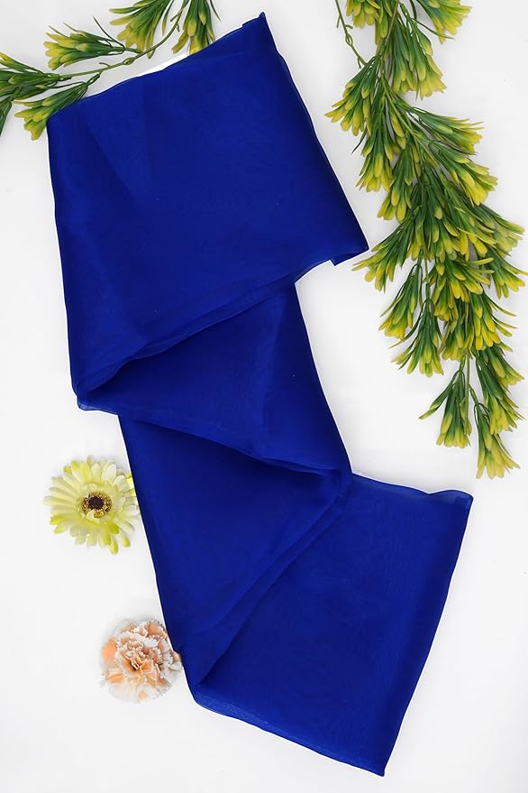 Organza Fabric 10 Yard Bridal Solid Sheer Bolt for Home Décor, Table Décor, Bridal, Fashion, Crafts, Decorations Silky Shiny Organza 44" - (10 Yard, Royal Blue)